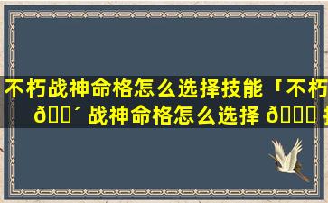 不朽战神命格怎么选择技能「不朽 🐴 战神命格怎么选择 🐕 技能栏」